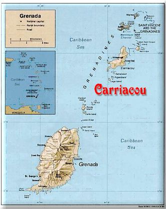 Image map of Carriacou's location in the Southern Caribbean